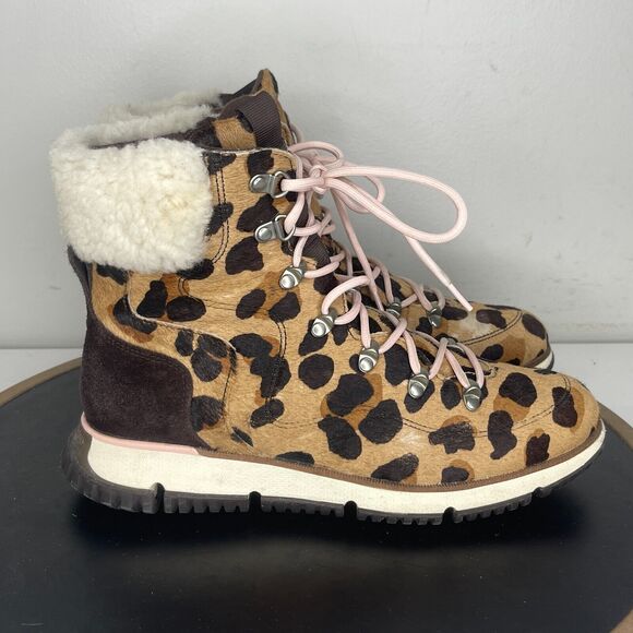 Cole Haan Boots Women's‎ Size 7 B 4.Zerogrand Hiker Leopard Outdoors - Picture 1 of 12